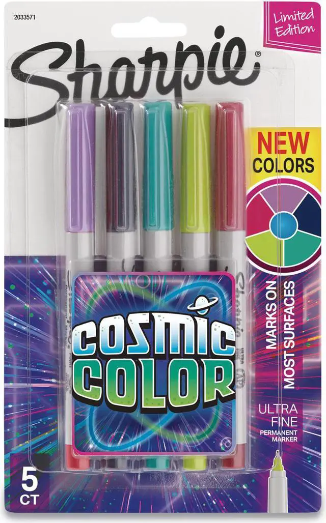Main image of Sharpie Cosmic Color Permanent Markers Extra-Fine Needle Tip Assorted Colors
