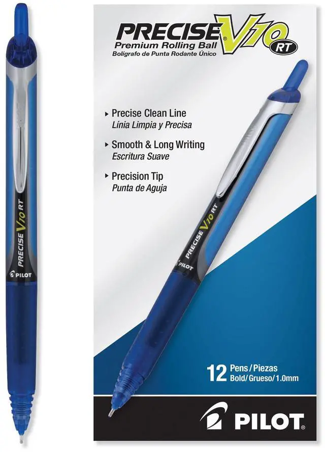 Alt view image 2 of 6 - Pilot V10RT Retractable Roller Ball Pen Bold 1 mm Blue Ink/Barrel Stand 13453