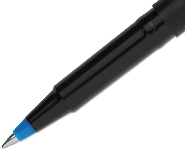 Alt view image 3 of 8 - uni-ball Stick Roller Ball Pen Micro 0.5mm Blue Ink Black Matte Barrel Dozen