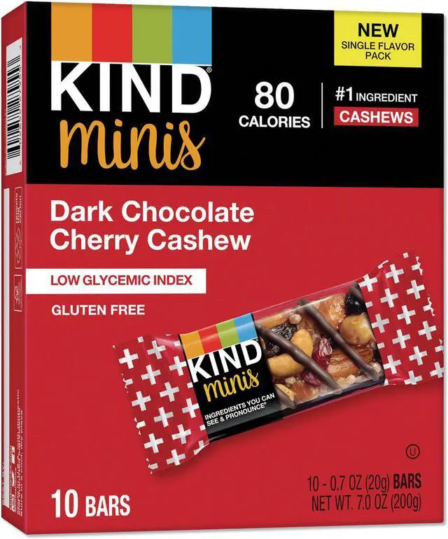 Main image of Minis, Dark Chocolate Cherry Cashew, 0.7 oz, 10/Pack 27962