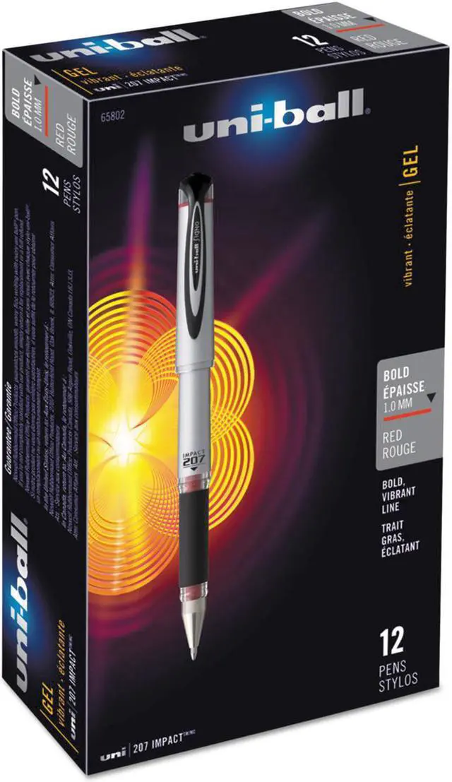 Main image of uni-ball 207 Impact Stick Gel Pen Bold 1mm Red Ink Black Barrel 65802