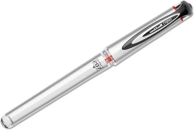 Alt view image 2 of 9 - uni-ball 207 Impact Stick Gel Pen Bold 1mm Red Ink Black Barrel 65802