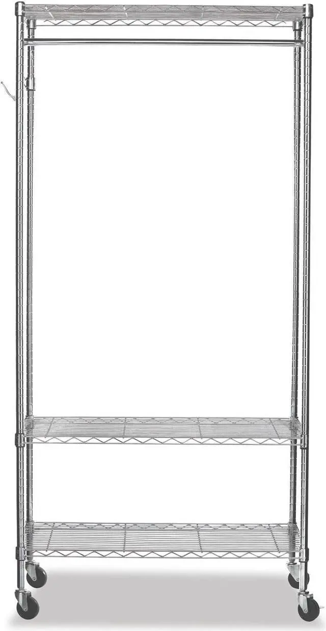 Alt view image 4 of 16 - Alera WIRE SHELVING GARMENT RACK, 30 GARMENTS, 36W X 18D X 75H, SILVER ALEGR363618SR