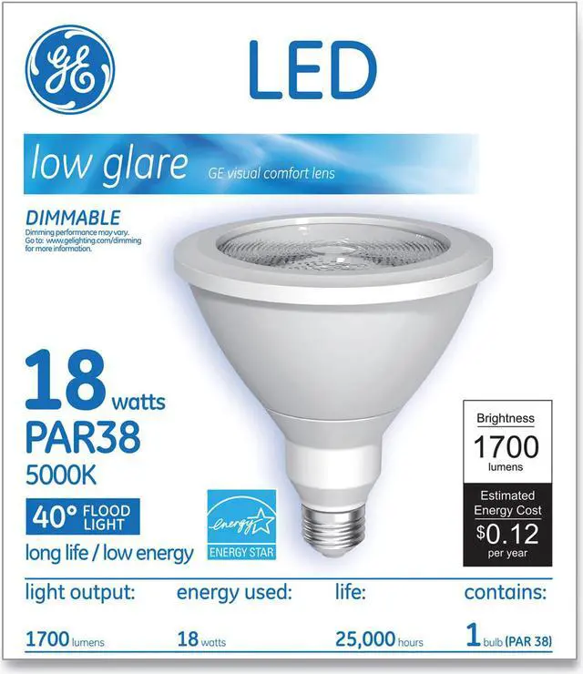 Alt view image 4 of 5 - GE 65731 - LED18D38OW385040 PAR38 Flood LED Light Bulb