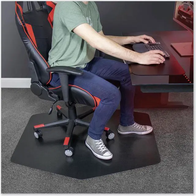 Alt view image 4 of 5 - ES Robbins Game Zone Chair Mat For Hard Floor/Medium Pile Carpet 42 x 46 Black 121563