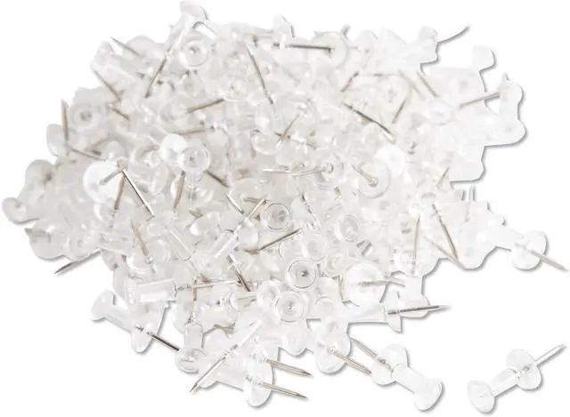 Alt view image 3 of 11 - U Brands Standard Push Pins Plastic Clear 7/16" 200/Pack 658U08-24