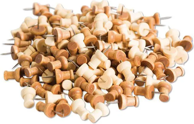 Alt view image 4 of 10 - U Brands Fashion Push Pins Wood Assorted 3/8" 100/Pack 3085U06-24