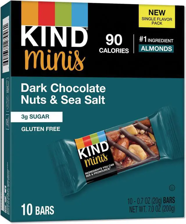 Main image of Minis, Dark Chocolate Nuts/Sea Salt, 0.7 oz, 10/Pack 27959