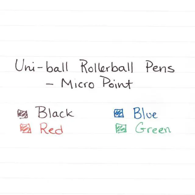 Alt view image 4 of 8 - uni-ball Stick Roller Ball Pen Micro 0.5mm Blue Ink Black Matte Barrel Dozen