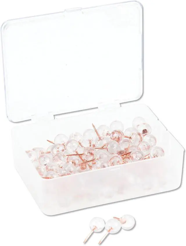 Alt view image 11 of 13 - U Brands Fashion Sphere Push Pins Plastic Clear 7/16" 100/Pack 3089U06-24