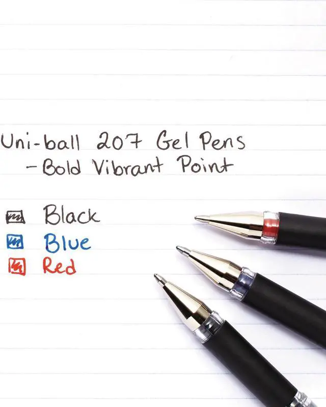 Alt view image 4 of 9 - uni-ball 207 Impact Stick Gel Pen Bold 1mm Red Ink Black Barrel 65802
