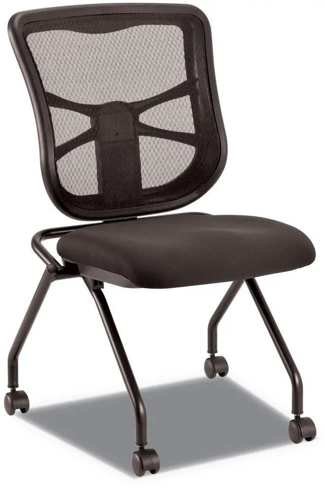 Main image of Alera ALEEL4915 Elusion Mesh Nesting Chairs, Black Seat / Black Back, Black Base, 2/Carton