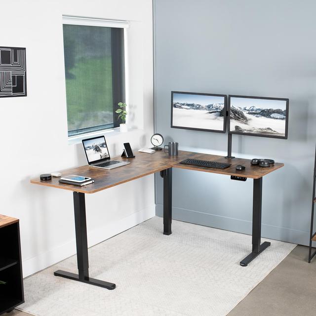 Two Tier 63 x 55 Corner Electric Desk with Storage – VIVO - desk  solutions, screen mounting, and more