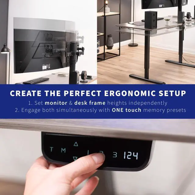 Alt view image 3 of 7 - VIVO Single Motor Stand Up Desk Frame with Electric Dual Monitor Mount