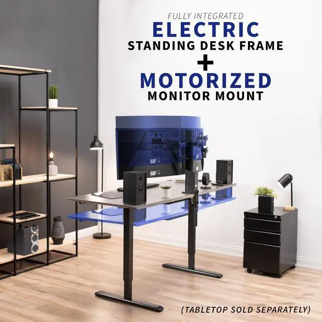 Alt view image 2 of 7 - VIVO Single Motor Stand Up Desk Frame with Electric Dual Monitor Mount