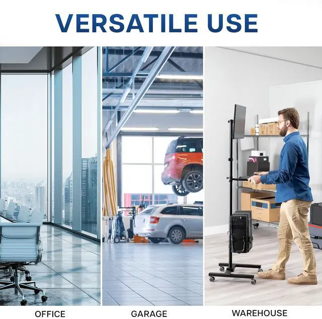 Alt view image 4 of 7 - VIVO Mobile Computer Cart with Monitor Mount, PC Holder, Keyboard Tray