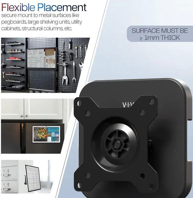 Alt view image 2 of 7 - VIVO Magnetic 13 to 34 inch Monitor Mount for Steel Surfaces, Holds up to 17.6 lbs, Black, MOUNT-MAG01