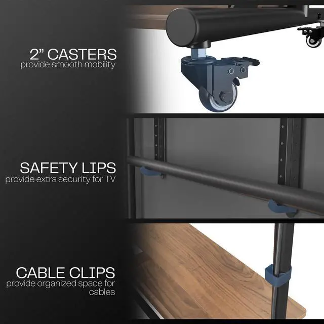 Alt view image 5 of 7 - VIVO Heavy Duty Mobile TV Cart for 55" to 100" Screens with Dark Wood Shelves