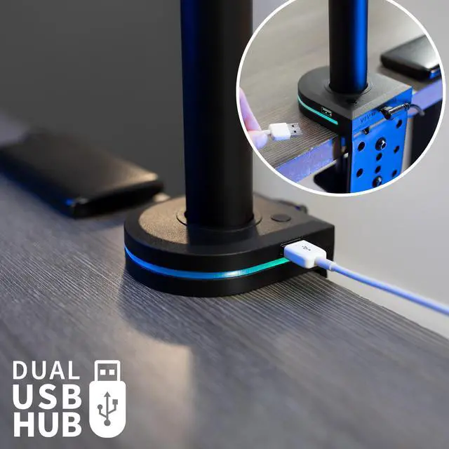 Alt view image 4 of 7 - VIVO Pole-Mounted RGB Stand Accessory with Dual USB-A Hub and Light Strip