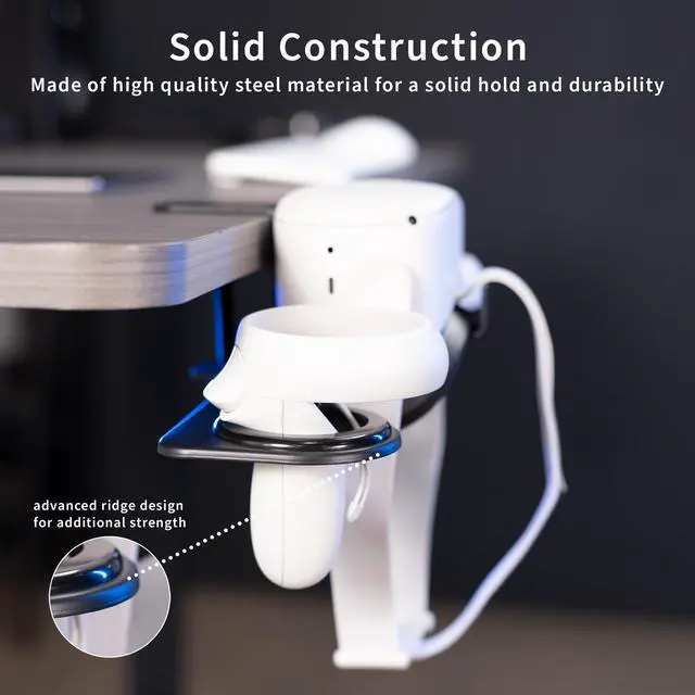 Alt view image 3 of 7 - VIVO Premium Clamp-on VR Headset and Controller Stand for Desk, Virtual Reality Display Holder, Black, MOUNT-VR01