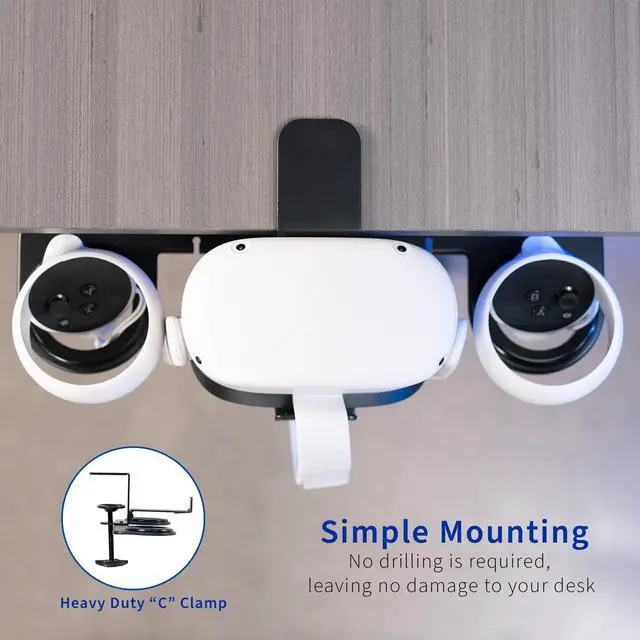 Alt view image 4 of 7 - VIVO Premium Clamp-on VR Headset and Controller Stand for Desk, Virtual Reality Display Holder, Black, MOUNT-VR01