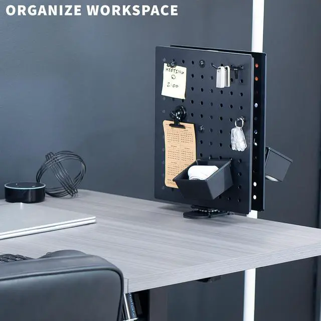 Alt view image 4 of 7 - VIVO Black Steel Clamp-on 10" x 12" Rotating Pegboard Organizer, Magnetic Privacy Panel, PP-DKR1B