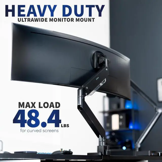 Alt view image 4 of 7 - VIVO Heavy Duty Ultrawide Computer Monitor Arm for 57 inch Screens up to 59.4 lbs, Desk Mount TV and Monitor Stand, STAND-GT55