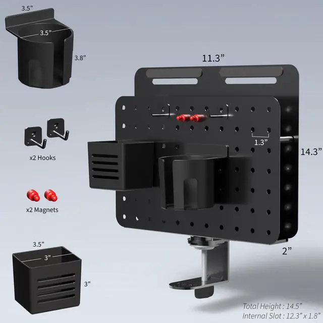 Alt view image 5 of 7 - VIVO Steel Clamp-on Rotating Pegboard with Laptop Holder, Magnetic Desk Accessory Organizer, Black, PP-DK02L
