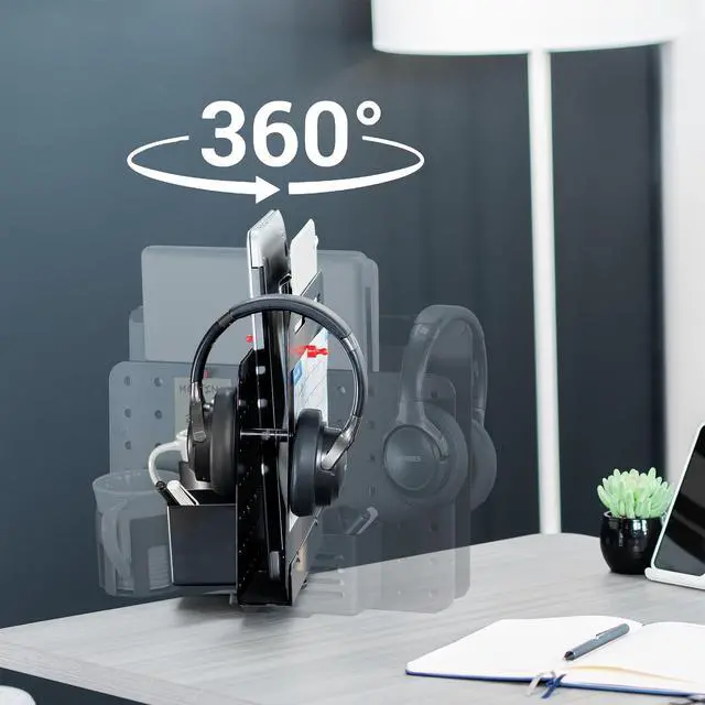 Alt view image 3 of 7 - VIVO Steel Clamp-on Rotating Pegboard with Laptop Holder, Magnetic Desk Accessory Organizer, Black, PP-DK02L