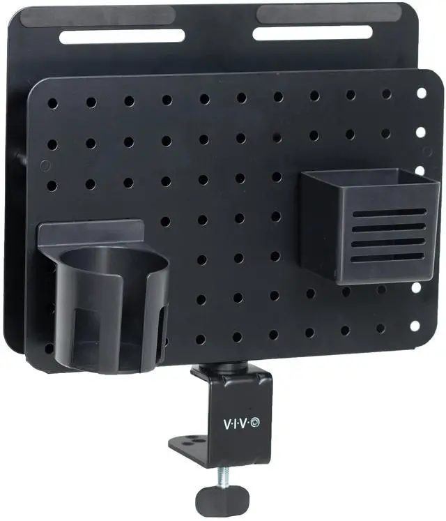 Main image of VIVO Steel Clamp-on Rotating Pegboard with Laptop Holder, Magnetic Desk Accessory Organizer, Black, PP-DK02L