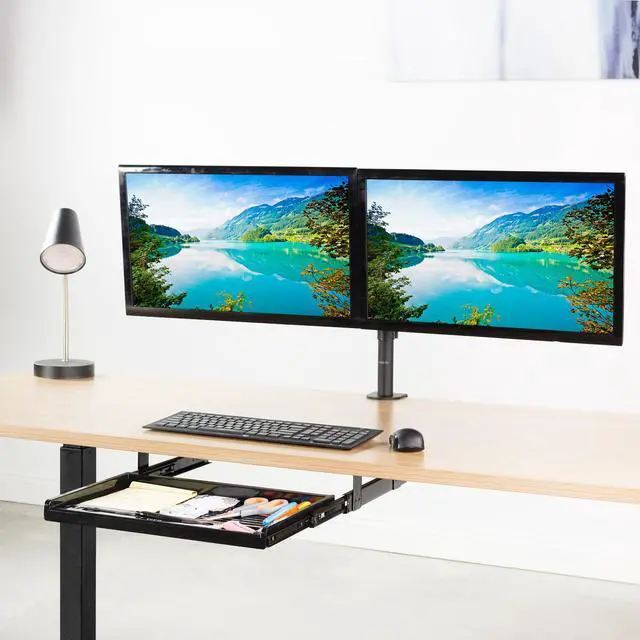 Alt view image 5 of 7 - VIVO Black 17 Mounted Sliding Under Desk Slim Pull-out Pencil Drawer | Office Storage Organizer (DESK-AC04D)