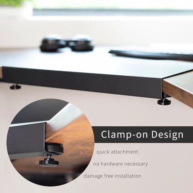Alt view image 3 of 7 - VIVO Clamp-on Steel Corner Connector, Workspace Extender for L-shaped Desk