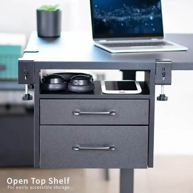 Alt view image 5 of 7 - VIVO Corner Clamp-on Under Desk Drawer and Shelf System, Office Accessory Holder for Supplies, Black, DESK-DR3C