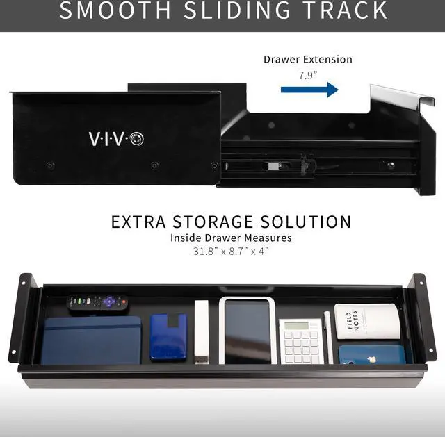 Alt view image 5 of 7 - VIVO Black Space Saving 33" Pull Out Under Desk Storage Drawer without Shell