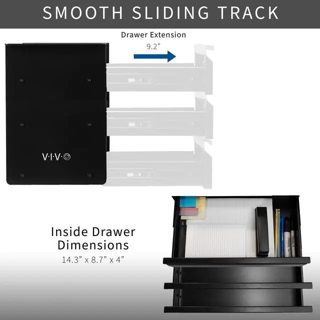 Alt view image 4 of 7 - VIVO Black 3 Level 16" Pull Out Under Desk Storage Drawer Set