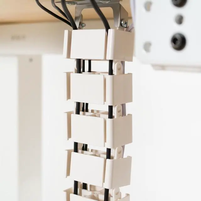 Alt view image 4 of 8 - VIVO White Vertebrae Cable Management Kit, Standing Desk Quad Wire Organizer