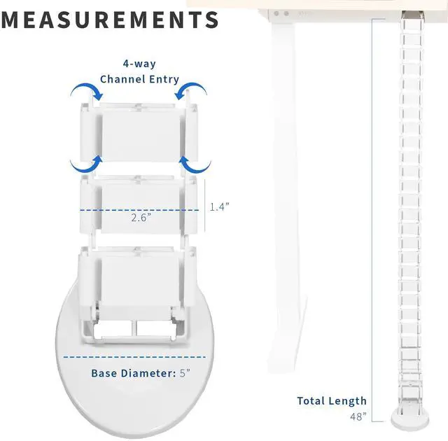 Alt view image 2 of 8 - VIVO White Vertebrae Cable Management Kit, Standing Desk Quad Wire Organizer