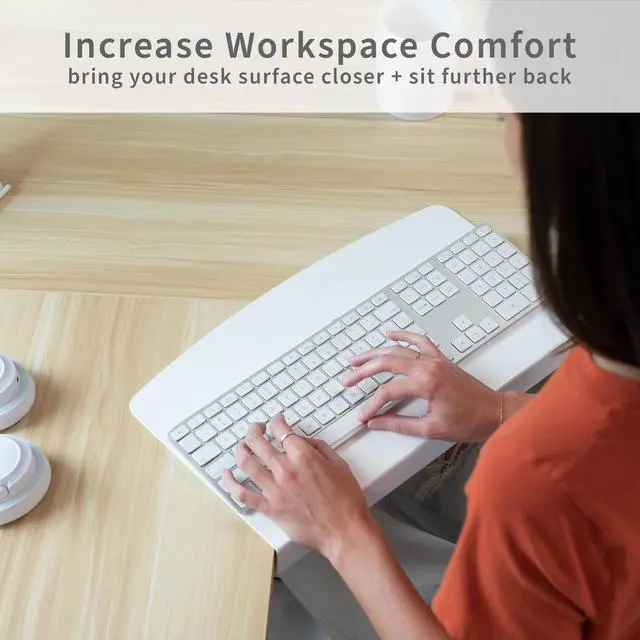 Alt view image 4 of 7 - VIVO White Steel L Desk Connector for Bridge Corner, Fits Keyboard Tray Mounts