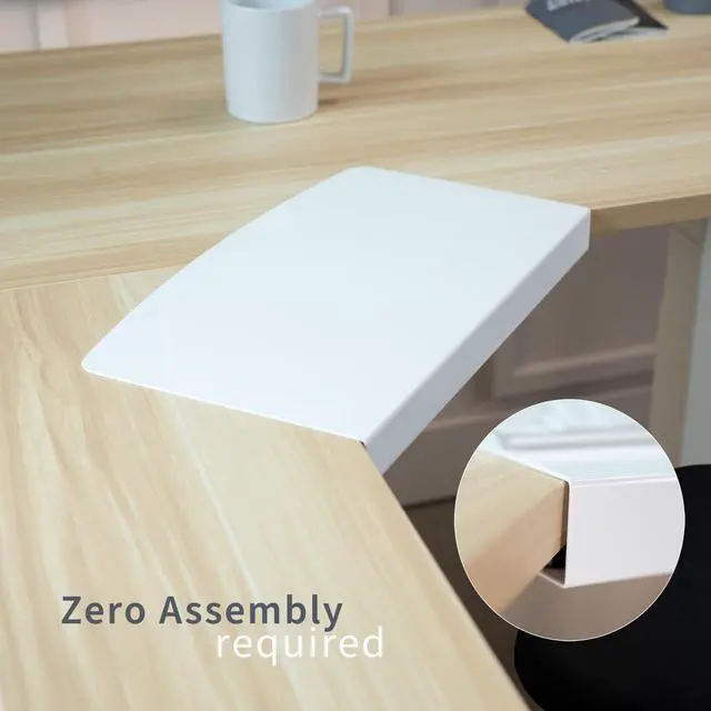 Alt view image 5 of 7 - VIVO White Steel L Desk Connector for Bridge Corner, Fits Keyboard Tray Mounts