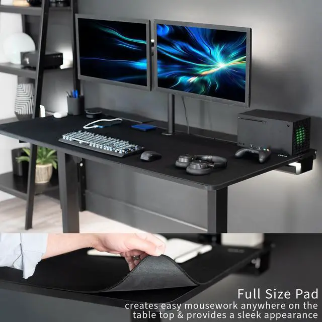 Alt view image 5 of 7 - VIVO Black 60" x 30" Concealed Cable Table Top w/ Pad for Standing Desk Frames