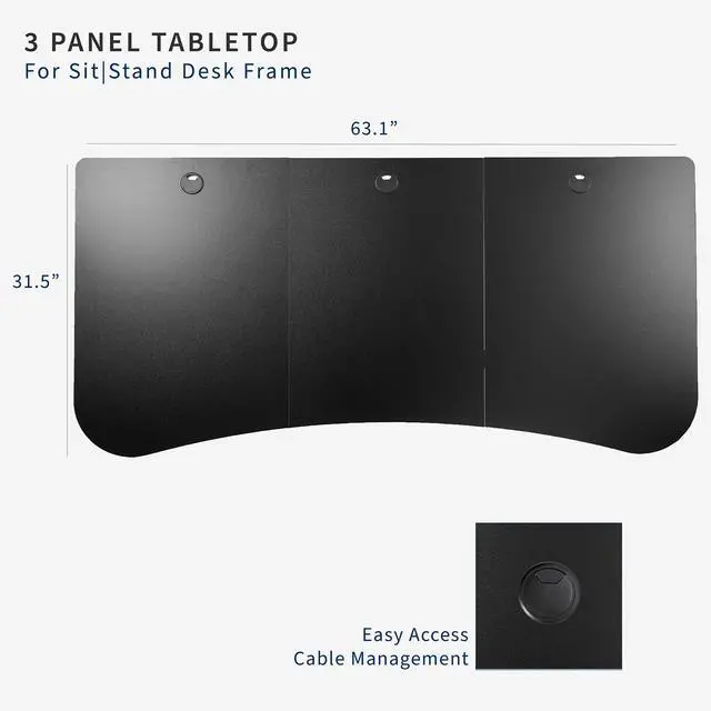 Alt view image 3 of 7 - VIVO Black 63 x 32 inch Universal Table Top for Height Adjustable Standing Desk Frames (DESK-TOP1B)