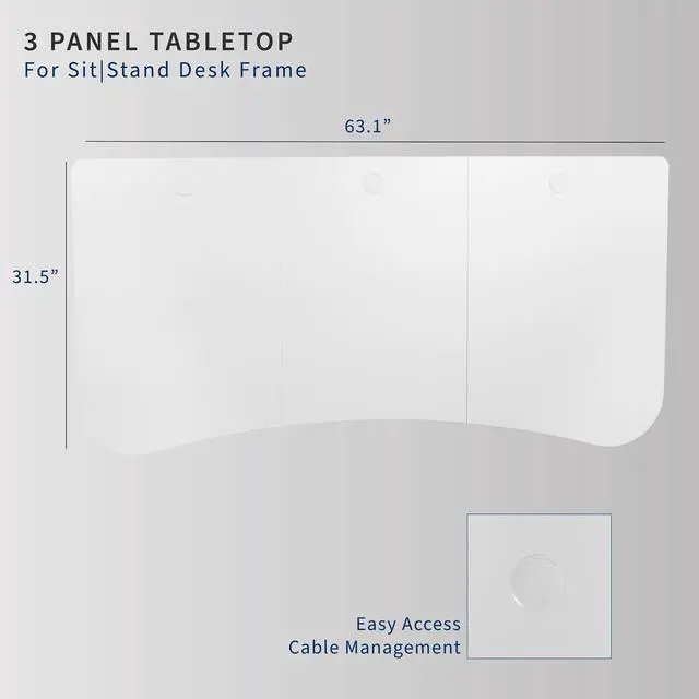 Alt view image 3 of 7 - VIVO White 63" x 32" Table Top for Adjustable Standing Desk Frames