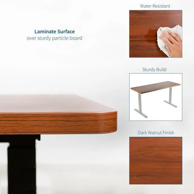 Alt view image 4 of 7 - VIVO Dark Walnut 43 x 24 inch Universal Table Top for Sit to Stand Desk Frames