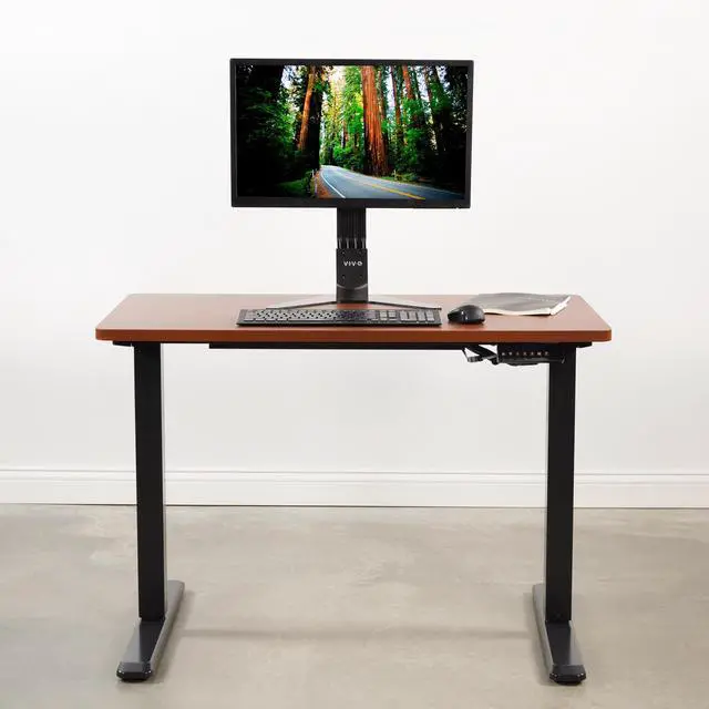 Alt view image 3 of 7 - VIVO Dark Walnut 43 x 24 inch Universal Table Top for Sit to Stand Desk Frames