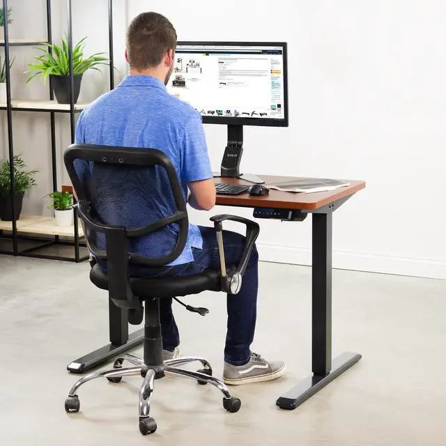 Alt view image 5 of 7 - VIVO Dark Walnut 43 x 24 inch Universal Table Top for Sit to Stand Desk Frames