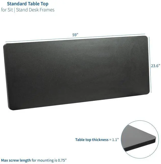 Alt view image 2 of 7 - VIVO Black 60 x 24 inch Universal Table Top for Sit to Stand Desk Frames
