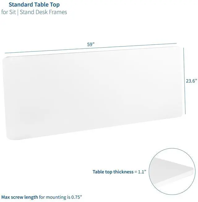 Alt view image 2 of 7 - VIVO White 60 x 24 inch Universal Table Top for Sit to Stand Desk Frames