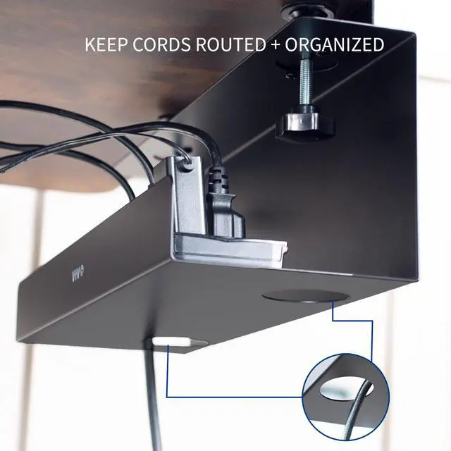 Alt view image 2 of 7 - VIVO Black 17 inch Clamp-on Cable Management Power Strip Tray System for Desk