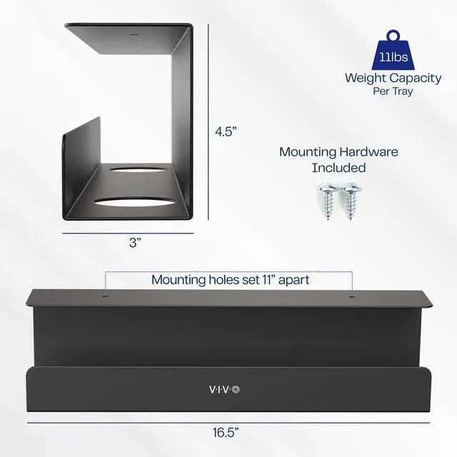 Alt view image 3 of 7 - VIVO Black Under Desk 17" Cable Management Tray, Wire Organizer, Cord Holder (DESK-AC06-1C)