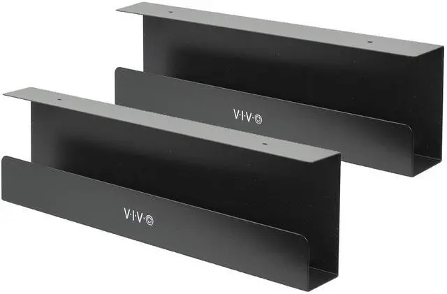 Main image of VIVO Black Dual Under Desk 17" Cable Management Trays, Wire Organizers (2 Pack)